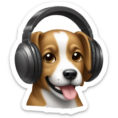 dog wih headphones sticker