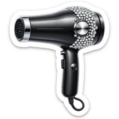 black blow dryer covered in diamonds sticker