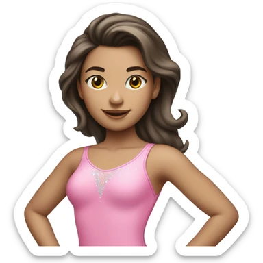 brunette ice skating pink bodysuit sticker