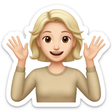 Very excited and happy and with hands like ‘yesss’ sticker