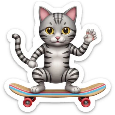 A cat flipping you off on a skateboard  sticker