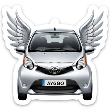 2008 Toyota Aygo Silver with Wings and Halo on top sticker