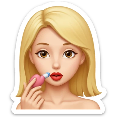 Sexy slim girl with naked big boobs kissing penis sticker
