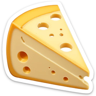 A wedge of yellow cheese with a single round hole and a thin cut slice leaning forward. sticker