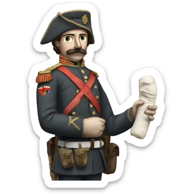 soldier in the Crimean War with a plaster cast on his arm sticker