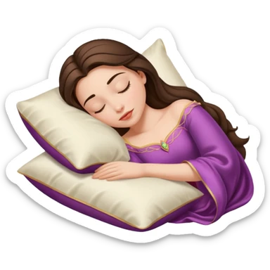 sleeping beauty brunette white girl resting on a silk pillow sticker