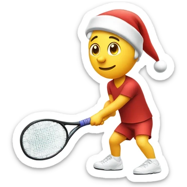 Tennis player playing tennis right handed wearing Santa hat Caucasian sticker