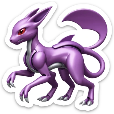 Futuristic Modern Miraidon-Genesect-Mewtwo-Fakémon-hybrid-creature (full body)  sticker