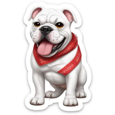 uga white bulldog emoji wearing red bandana smiling full body muscles sticker
