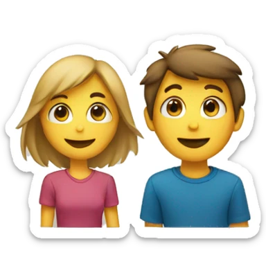 2d male and female Stick figure peaking around the corner together sticker