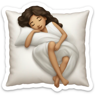 sleeping beauty brunette white girl with a silk pillow sticker