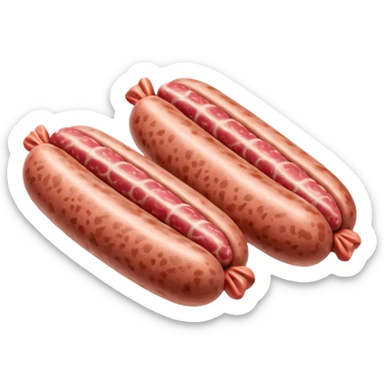 raw sausage meat, 2-3 small uncased unshaped mounds of coarse pinkish-red ground pork, moist rustic texture, realistic, clean 3D look, soft lighting, emoji scale sticker