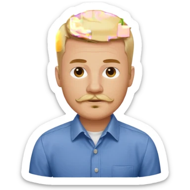 short blond hair clean cut mustache and beard 5ft 9 140lbs titian sticker