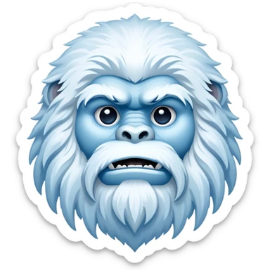 Cinematic Noble Yeti Portrait Emoji, Grand and enigmatic, with a towering, snow-dusted figure in pristine whites and cool blues, exuding ancient, mystical wisdom and stoic majesty, simplified yet exquisitely detailed with frosty textures, glowing with a gentle, icy outline that captures the awe-inspiring presence of a guardian of the frozen wilds! sticker