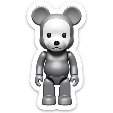 Bearbrick figure with KAWS style X eyes, simplified toy bear shape with articulated limbs sticker