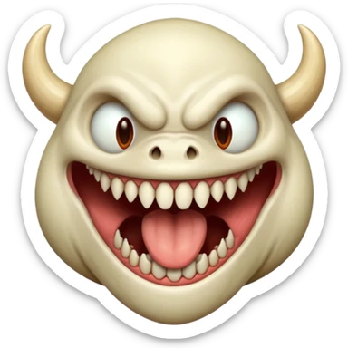 jaw droup a long monster mouth no horns a creepy monstrer sticker