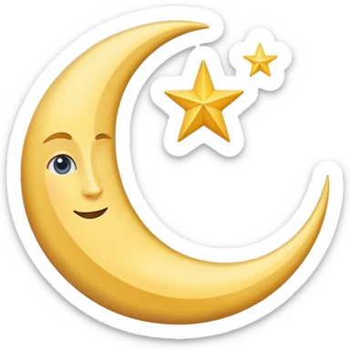 Star and Crescent emoji with black backgroun and no face but the start and crescent both should be in white colour sticker