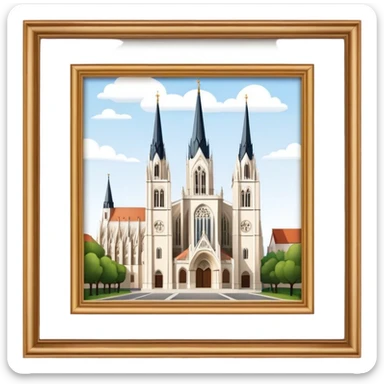 Cinematic Realistic Zagreb Cathedral Landmark Emoji, depicted with Gothic architecture rendered with lifelike detail and majestic, soft lighting. sticker