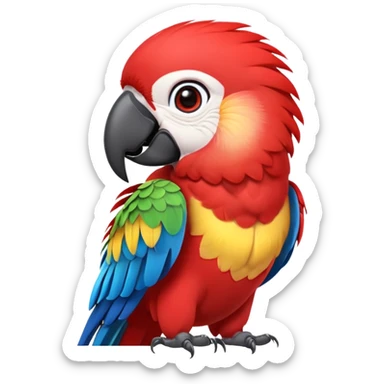 cinematic-cute-macaw-portrait-emoji,-head-tilted-playfully-and-inquisitively,-with-a-dazzling-red-plumage-and-round,-sparkling-eyes-filled-with-charm,-simplified-yet-irresistibly-adorable-features,-highly-detailed, white beak sticker