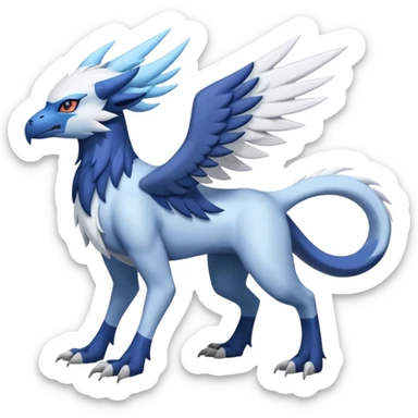 Icy Arctic Frost-Blue Pale-Shimmering Snow-Dusted Majestic Absol-Nargacuga-Latias-Silvally-fusion-creature (full body) sticker