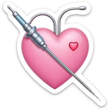 A pierced pink heart by a medical needle emoji sticker