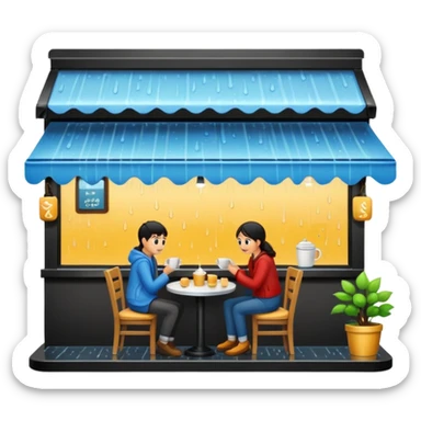 Rainy cafe sticker