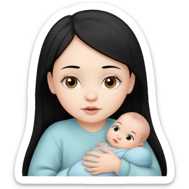 Cute pale light skin newborn baby girl (Black hair and brown eyes only)  sticker