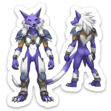  Cool Edgy Digimon-Fakemon-Garurumon-Loogamon-Dorulumon-Wolf full body sticker
