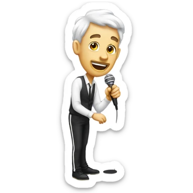 white french with mic standup comedian with micro sticker