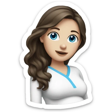 Brunette, white with blue eyes pregnant girl sticker