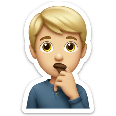 a boy of European appearance covers his mouth with his hand sticker