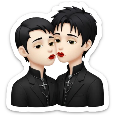 Goth Boys kissing, one pale one tan  sticker