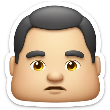 Fat man shirtless lying on floor on his stomack facing camera sticker