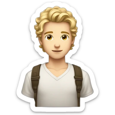 A handsome boy with wavy blonde hair and hazel eyes, cool sticker