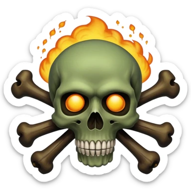 a poisonous cloud of gas, dark swamp color, with an image of a skull and two crossed bones behind the skull sticker
