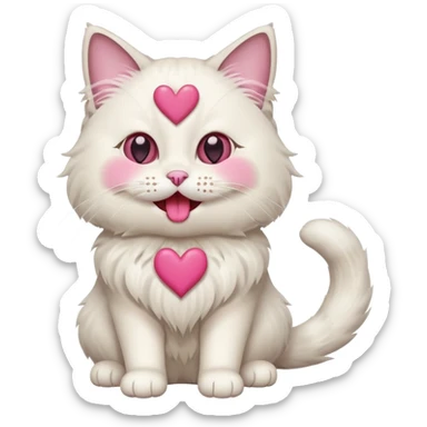 Full body ragdoll Cat with popping out love heart eyes and mouth open sticker