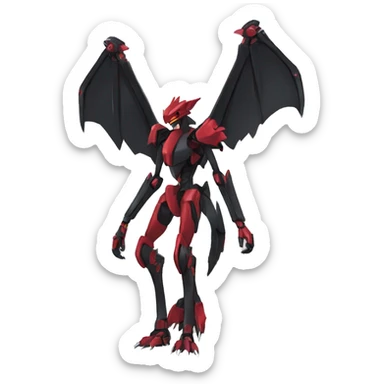  Cool Edgy Black Red Digimon-Fakemon-Raptor-Genesect-Dragon-Mecha full body sticker