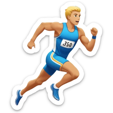An icon featuring a vibrant stadium with cheering fans, bright lights, and a clear sky. an athlete sprinting on a track, with powerful strides and determination. The athlete's motion is dynamic, emphasizing speed and competition. sticker