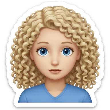 Curly blond blue eyes. Long hair cool beige blond. Longer hair beige ash blonde. sticker