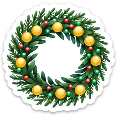 Christmas wreath with small Twinkle lights sticker