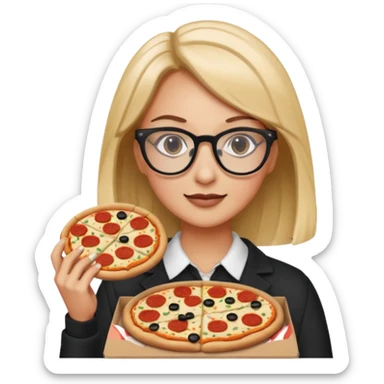 pizza take-out with glassess and long lashes sticker