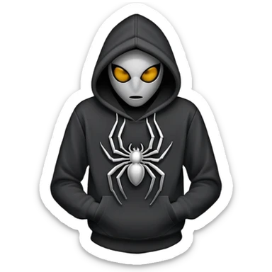 black hoodie with a grey spider web with no spider on it sticker