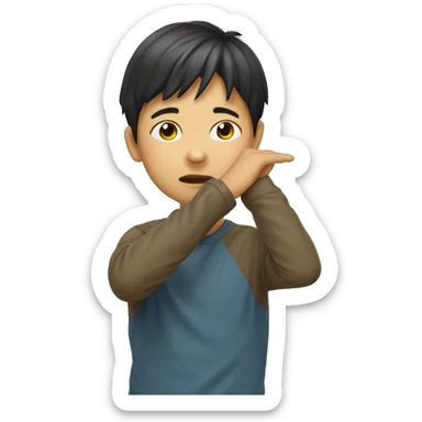 A young Taiwanese boy dabbing sticker