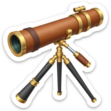 pirate spyglass object icon, brass telescope, leather grip, 3D cartoon, mobile game icon style, centered, clean background, no text, no watermark
 sticker