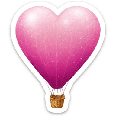 Pink Ombre Heart-Shaped air balloon with glitter  sticker