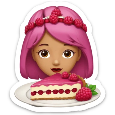 Raspberry torte human full body and legs girl with a raspberry barrette on her head sticker