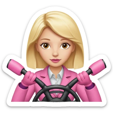 Blonde woman driving pink foxy steering wheel  sticker
