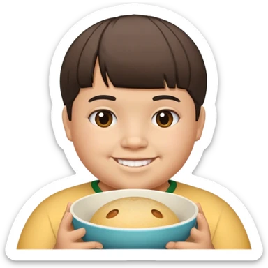 Make an emoji based on a fat mexican teenager with undercut bowl cut sticker