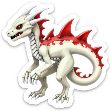 Shiny White Evil Glowing Eldritch Skeletal Creepy Edgy Badass Cool Marowak-Boneknapper-Salandit-Duskull-Darkdramon-fusion with bloody red markings sticker