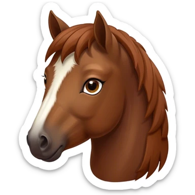 Cinematic Noble Brown Welsh Pony Portrait Emoji, Poised and sturdy, with a well-muscled build draped in a rich, chestnut-brown color, expressive eyes and a gracefully refined head with a gentle, noble profile, Simplified yet sharp and sophisticated features, highly detailed, glowing with a warm, earthy glow, high shine, intelligent and resilient, stylized with an air of pastoral elegance, focused and determined, soft glowing outline, capturing the essence of a watchful and confident brown Welsh pony that appears ready to gallop out of the screen with effortless strength! sticker